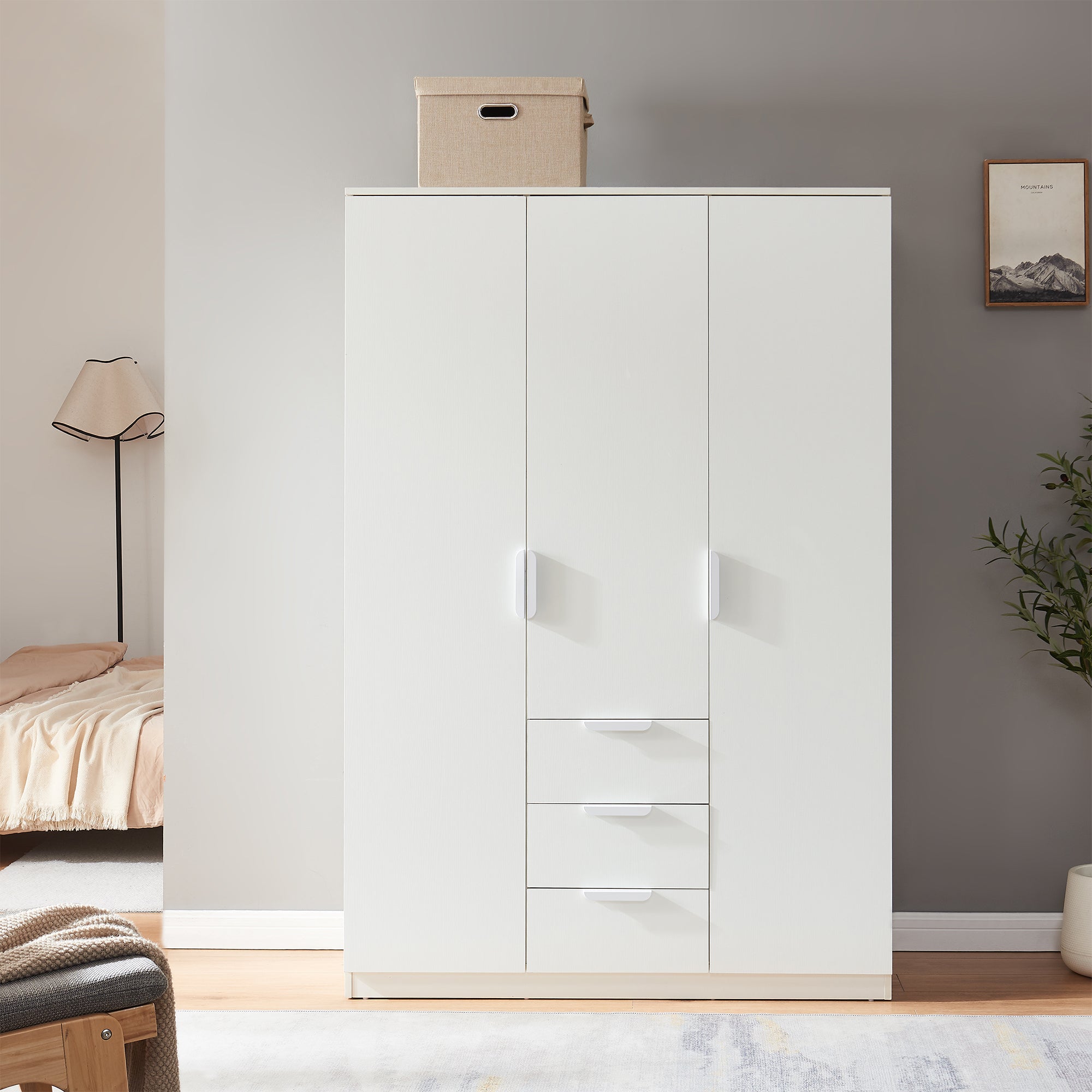 Armadio Guardaroba Eiselfing con Scomparti e Cassetti 176 x 120 x 52 cm Bianco [en.casa]