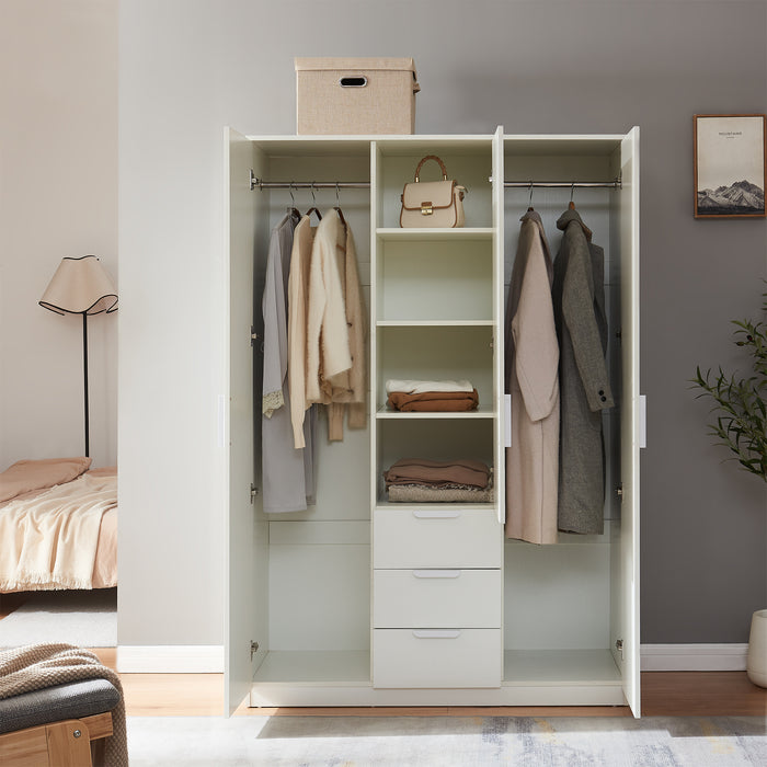 Armadio Guardaroba Eiselfing con Scomparti e Cassetti 176 x 120 x 52 cm Bianco [en.casa]