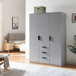 Armadio Guardaroba Eiselfing con Scomparti e Cassetti 176 x 120 x 52 cm Grigio [en.casa]