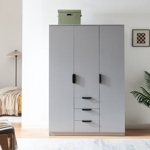 Armadio Guardaroba Eiselfing con Scomparti e Cassetti 176 x 120 x 52 cm Grigio [en.casa]