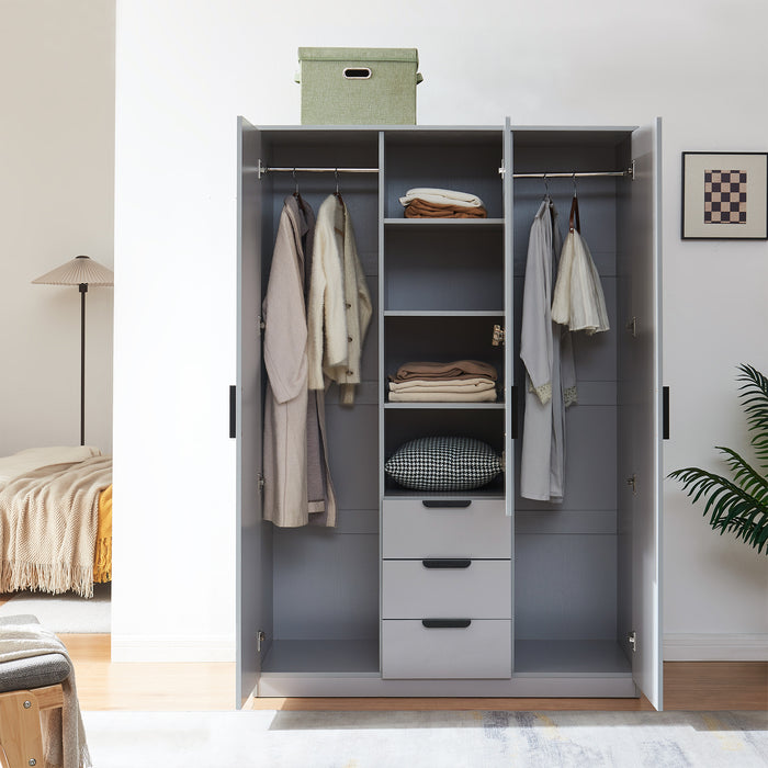 Armadio Guardaroba Eiselfing con Scomparti e Cassetti 176 x 120 x 52 cm Grigio [en.casa]