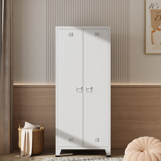 Armadio Hankasalmi per Guardaroba 180 x 90 x 40 cm Acciaio Bianco [en.casa]