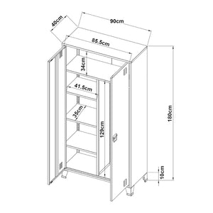 Armadio Hankasalmi per Guardaroba 180 x 90 x 40 cm Acciaio Nero [en.casa]