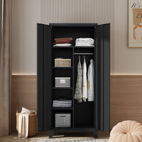 Armadio Hankasalmi per Guardaroba 180 x 90 x 40 cm Acciaio Nero [en.casa]