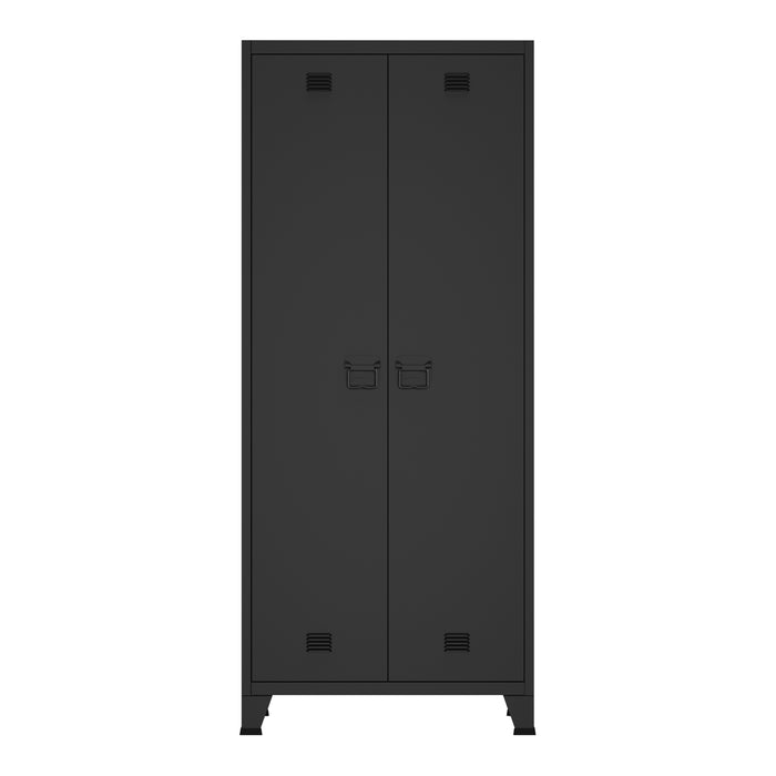 Armadio Hankasalmi per Guardaroba 180 x 90 x 40 cm Acciaio Nero [en.casa]