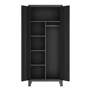 Armadio Hankasalmi per Guardaroba 180 x 90 x 40 cm Acciaio Nero [en.casa]