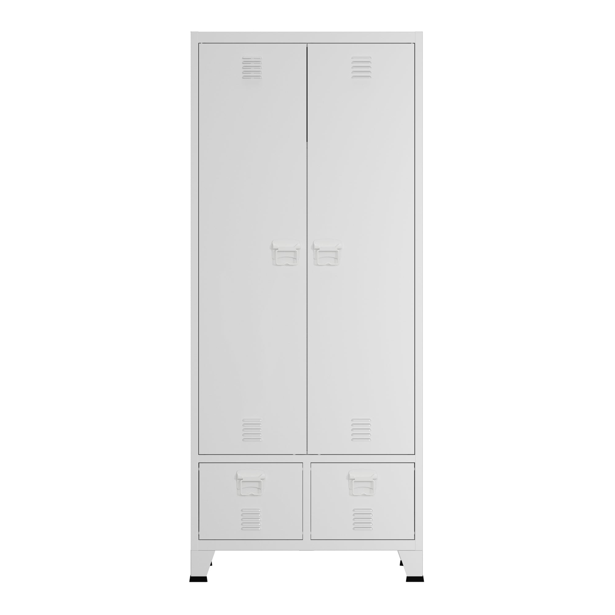 Armadio Hankasalmi per Guardaroba con Cassetti 180 x 90 x 40 cm Acciaio Bianco [en.casa]