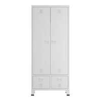 Armadio Hankasalmi per Guardaroba con Cassetti 180 x 90 x 40 cm Acciaio Bianco [en.casa]