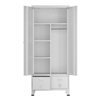 Armadio Hankasalmi per Guardaroba con Cassetti 180 x 90 x 40 cm Acciaio Bianco [en.casa]