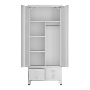 Armadio Hankasalmi per Guardaroba con Cassetti 180 x 90 x 40 cm Acciaio Bianco [en.casa]