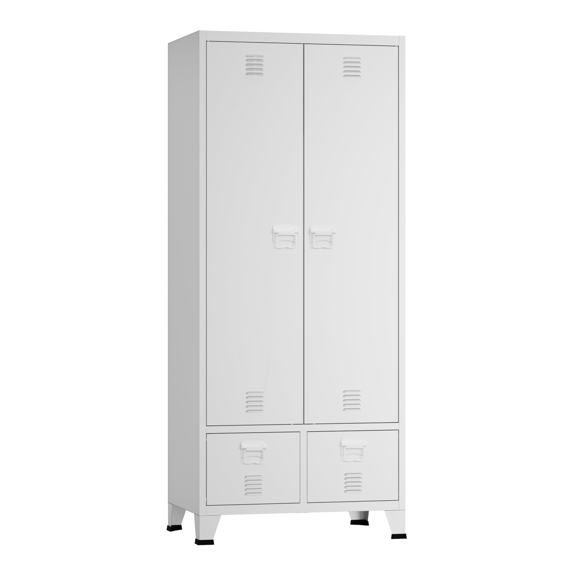 Armadio Hankasalmi per Guardaroba con Cassetti 180 x 90 x 40 cm Acciaio Bianco [en.casa]