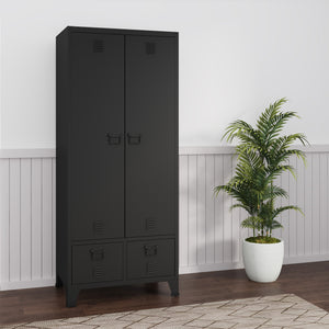 Armadio Hankasalmi per Guardaroba con Cassetti 180 x 90 x 40 cm Acciaio Nero [en.casa]