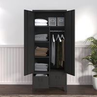 Armadio Hankasalmi per Guardaroba con Cassetti 180 x 90 x 40 cm Acciaio Nero [en.casa]