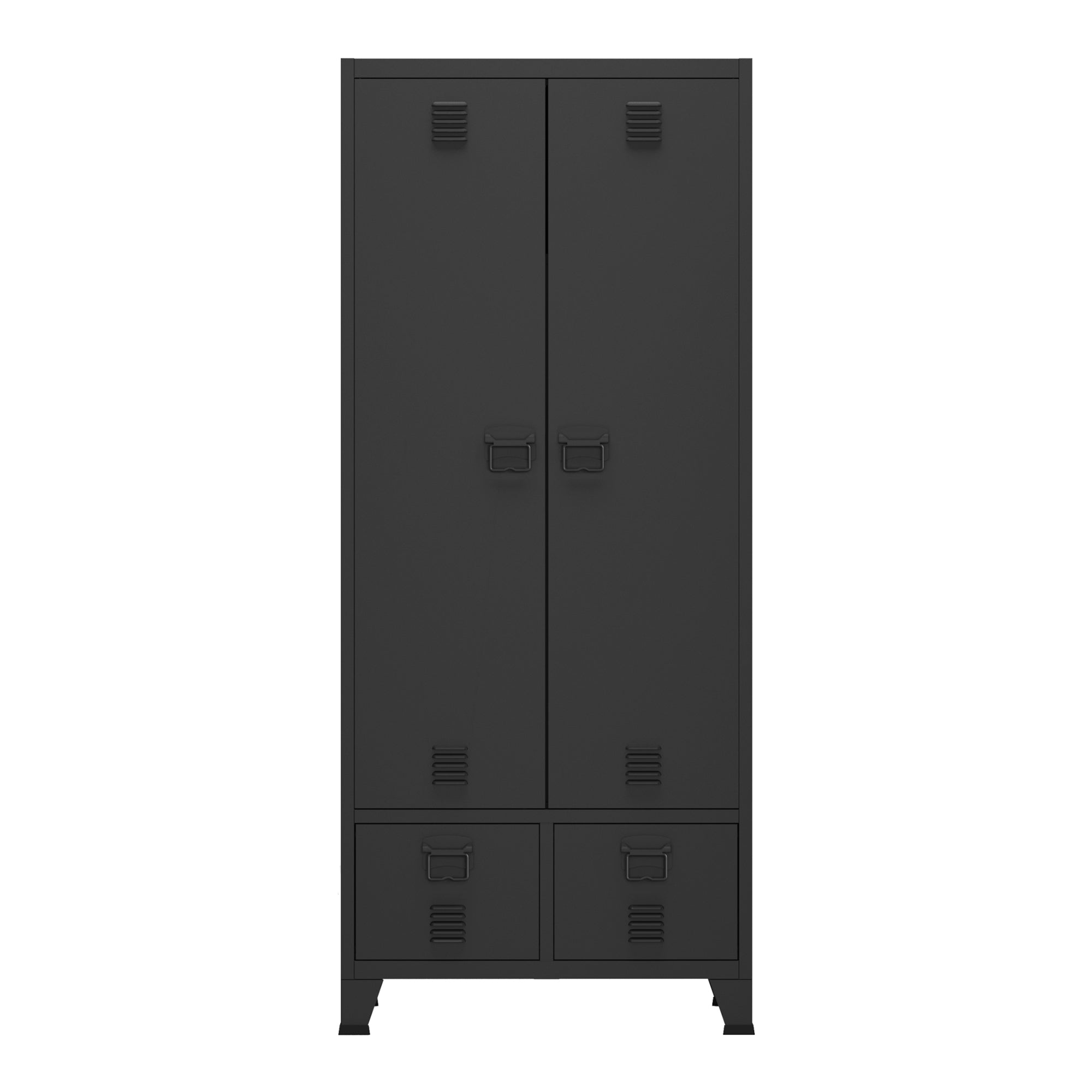 Armadio Hankasalmi per Guardaroba con Cassetti 180 x 90 x 40 cm Acciaio Nero [en.casa]