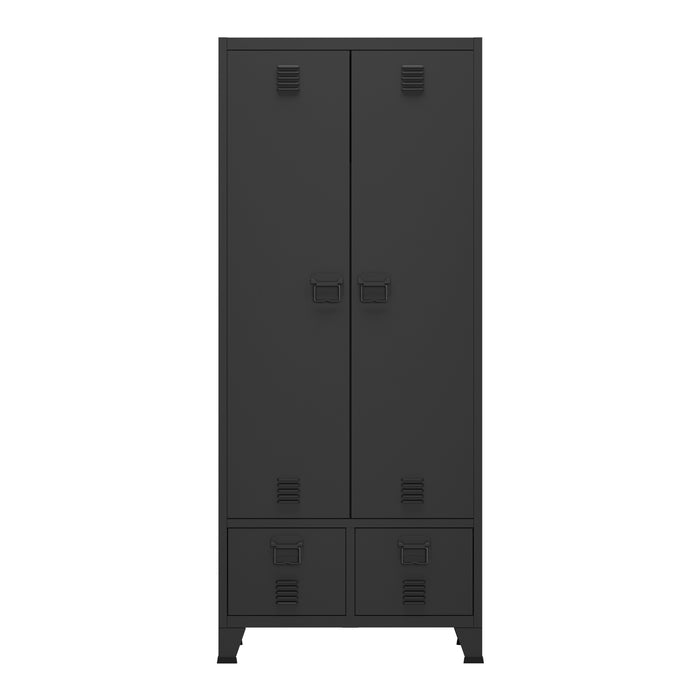 Armadio Hankasalmi per Guardaroba con Cassetti 180 x 90 x 40 cm Acciaio Nero [en.casa]