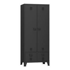Armadio Hankasalmi per Guardaroba con Cassetti 180 x 90 x 40 cm Acciaio Nero [en.casa]