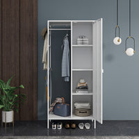 Armadio per Guardaroba Puumala in Metallo 180 x 80 x 45 cm Bianco [en.casa]