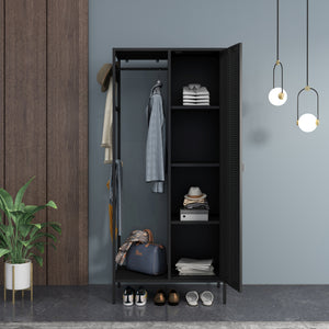 Armadio per Guardaroba Puumala in Metallo 180 x 80 x 45 cm Nero [en.casa]