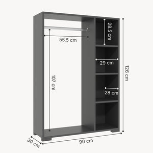 Armadietto Aperto per Guardaroba Nesbyen - Antracite [en.casa]