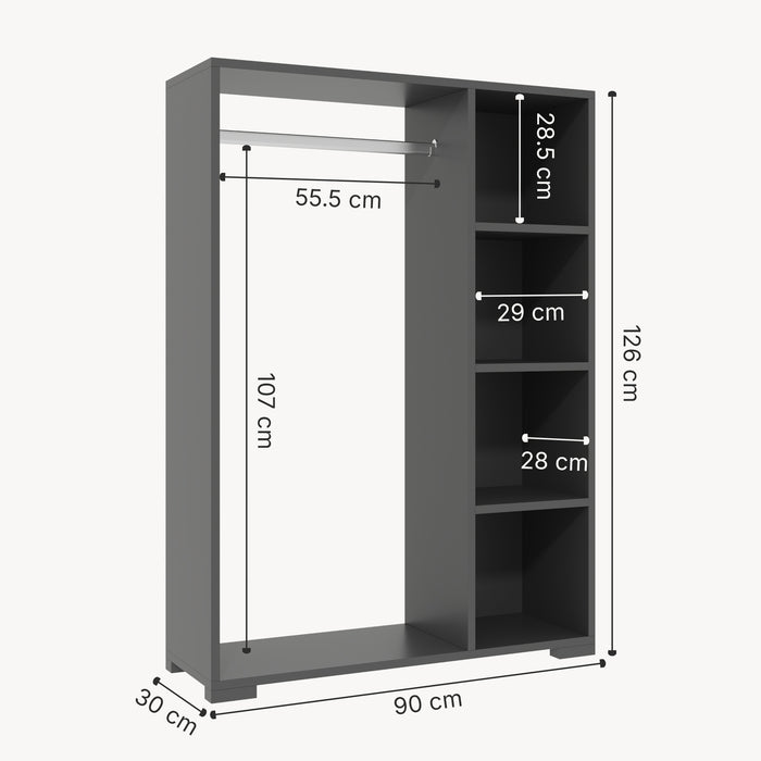 Armadietto Aperto per Guardaroba Nesbyen - Antracite [en.casa]