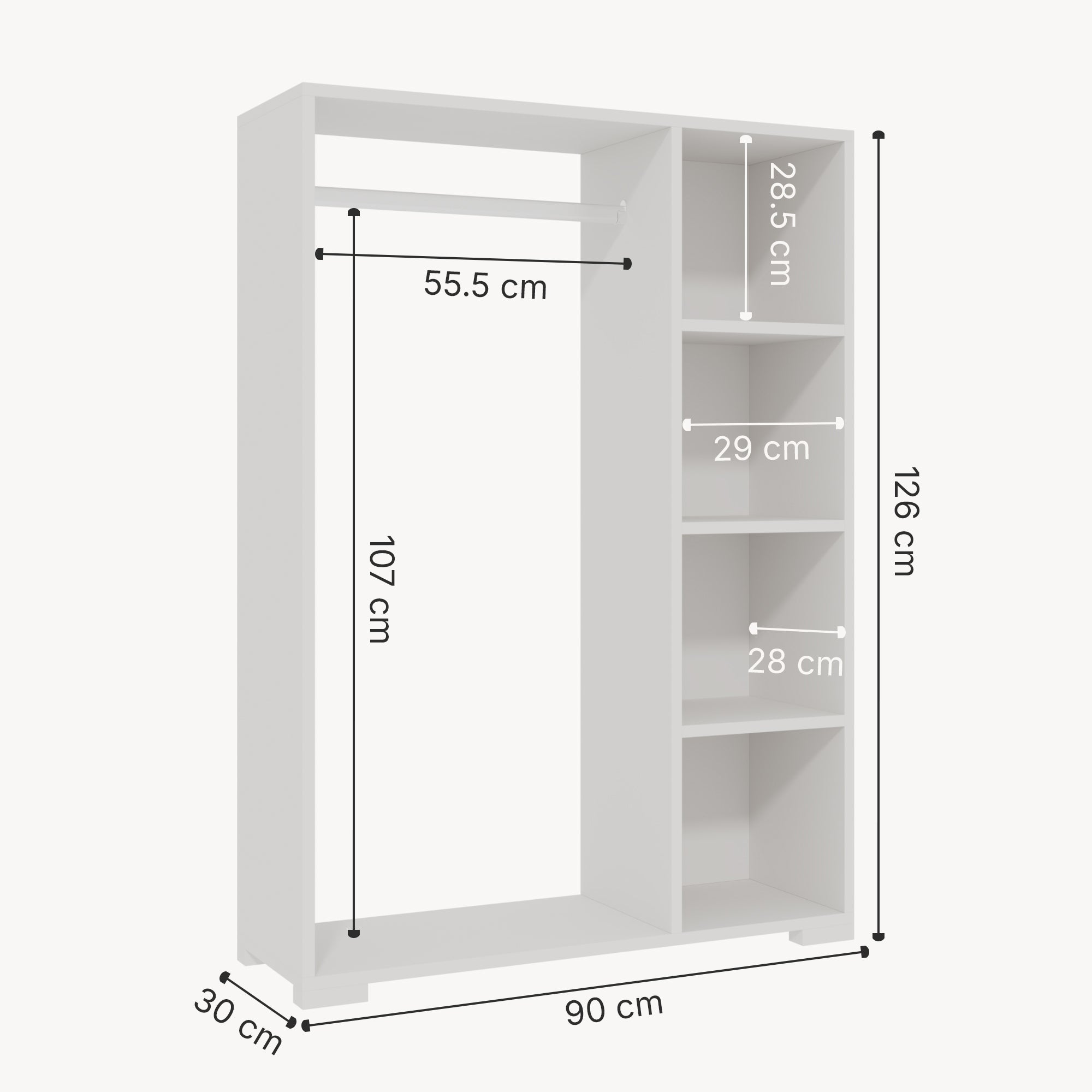 Armadietto Aperto per Guardaroba Nesbyen - Bianco [en.casa]