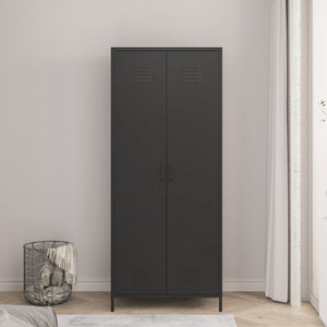 Armadio Seinäjoki per Guardaroba in Acciaio 180 x 76 x 50 cm - Nero Opaco [en.casa]