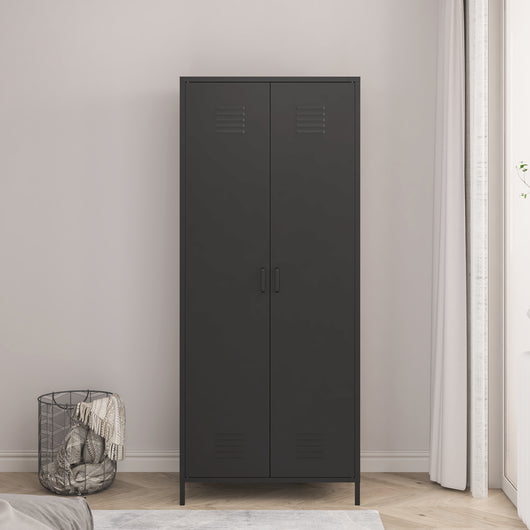 Armadio Seinäjoki per Guardaroba in Acciaio 180 x 76 x 50 cm - Nero Opaco [en.casa]