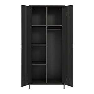 Armadio Seinäjoki per Guardaroba in Acciaio 180 x 76 x 50 cm - Nero Opaco [en.casa]