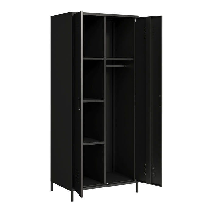 Armadio Seinäjoki per Guardaroba in Acciaio 180 x 76 x 50 cm - Nero Opaco [en.casa]