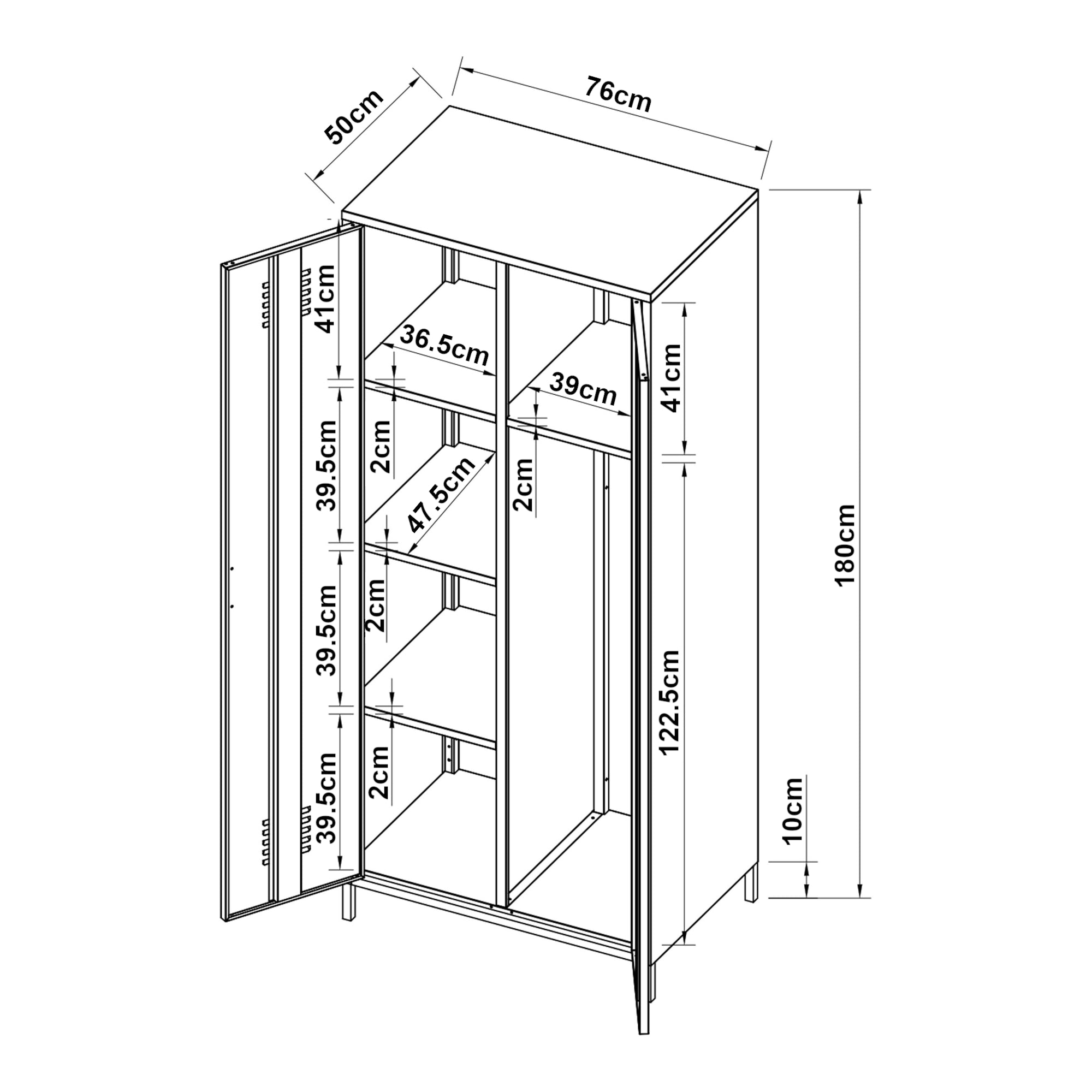 Mobiletto/scaffale in metallo 180 x 76 x 50 cm acciaio bianco 03_0008915