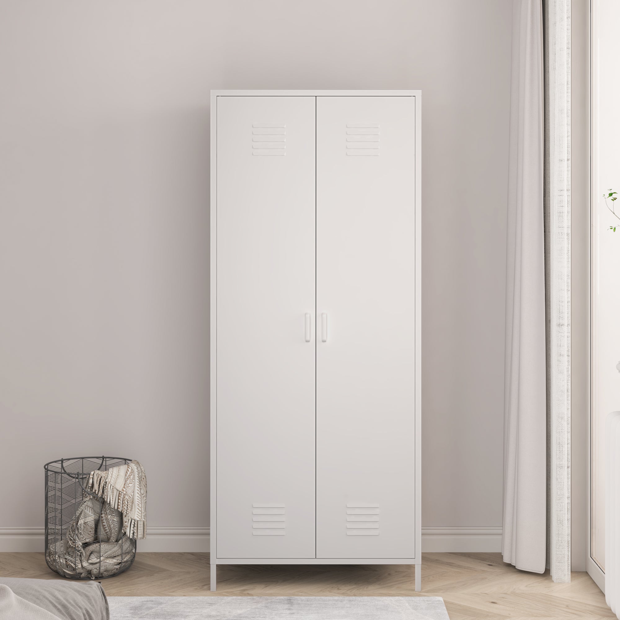 Armadio Seinäjoki per Guardaroba in Acciaio 180 x 76 x 50 cm - Bianco [en.casa]