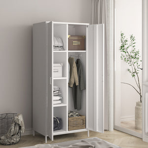 Armadio Seinäjoki per Guardaroba in Acciaio 180 x 76 x 50 cm - Bianco [en.casa]