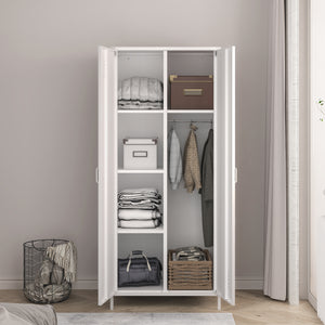 Armadio Seinäjoki per Guardaroba in Acciaio 180 x 76 x 50 cm - Bianco [en.casa]