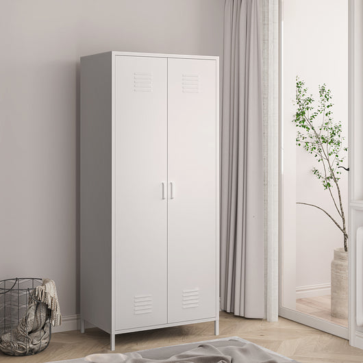 Armadio Seinäjoki per Guardaroba in Acciaio 180 x 76 x 50 cm - Bianco [en.casa]