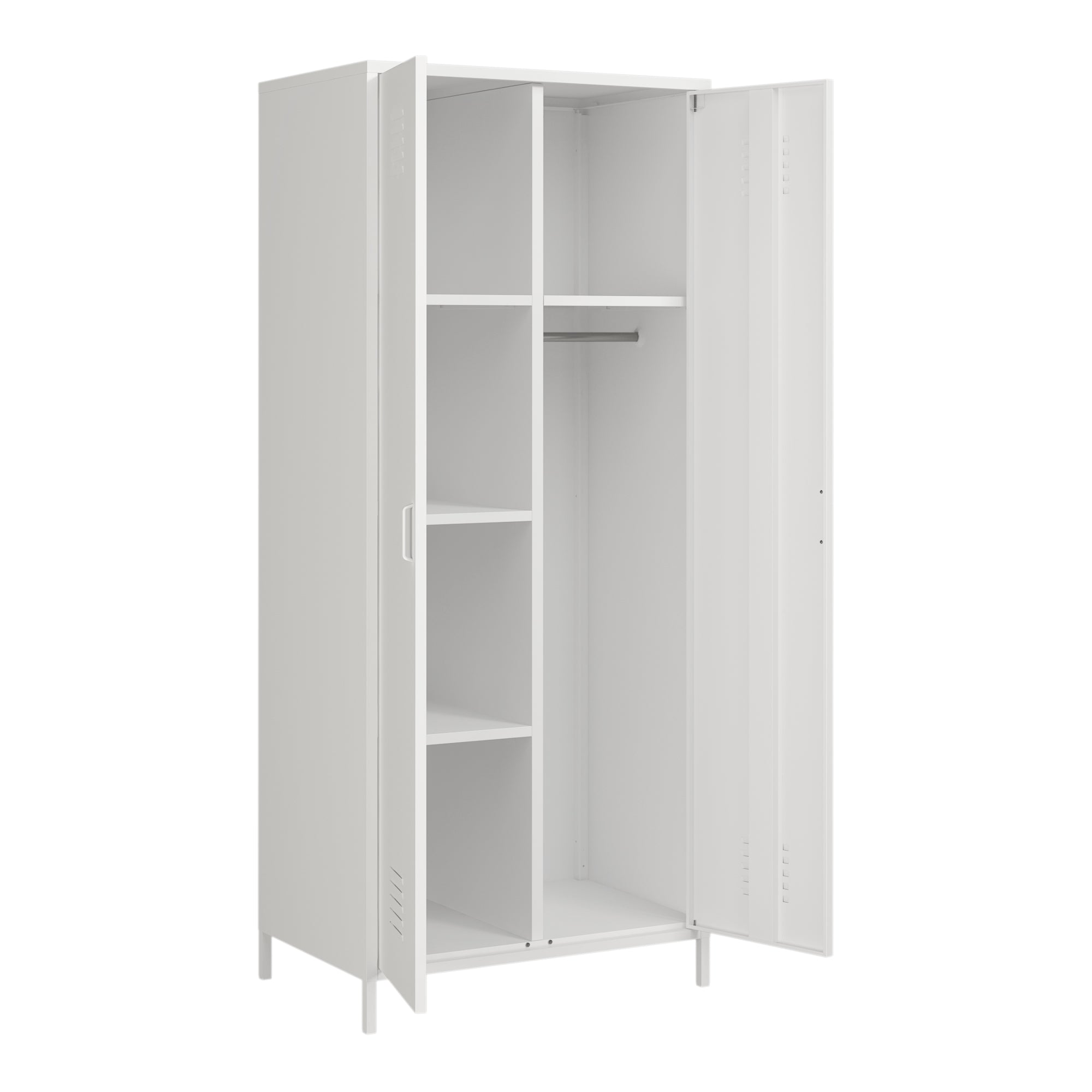 Armadio Seinäjoki per Guardaroba in Acciaio 180 x 76 x 50 cm - Bianco [en.casa]
