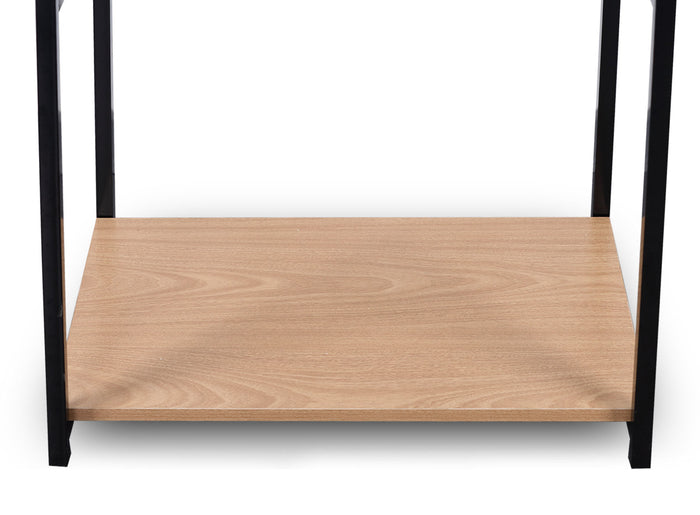 Rack con ripiano per scarpe in metallo e legno marrone nero 19_0000491