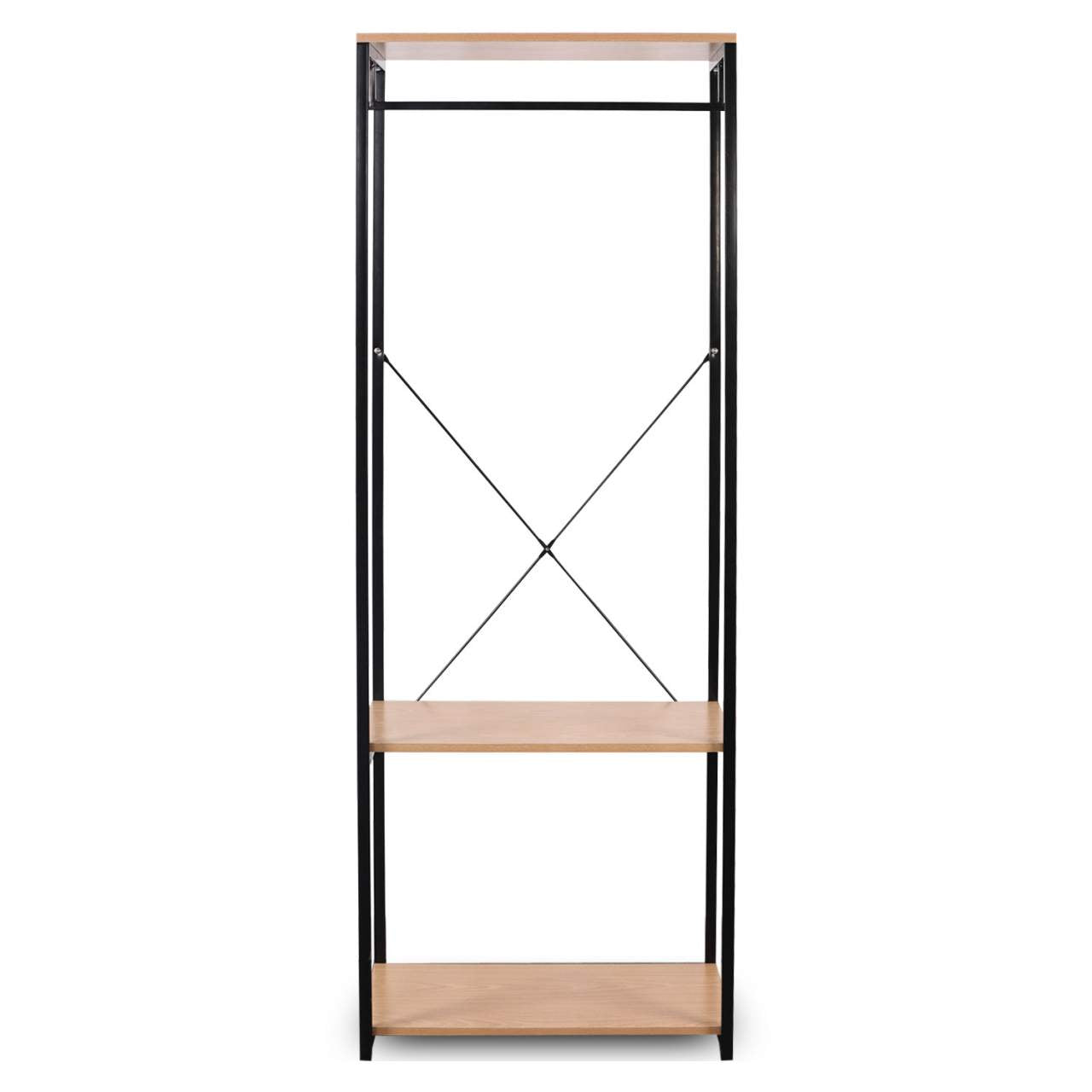 Rack con ripiano per scarpe in metallo e legno marrone nero 19_0000491