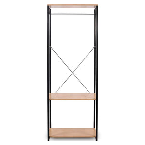 Rack con ripiano per scarpe in metallo e legno marrone nero 19_0000491