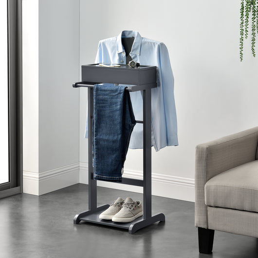 Servomuto Lulboll con Porta Pantaloni e Cassetta con Scomparti - Grigio [en.casa]