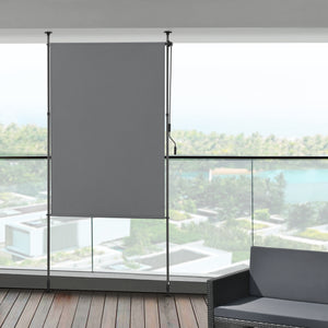 Schermo Verticale Cimarra da Balcone con Pali Telescopici Tenda Parasole Larga 120 cm Grigio Scuro pro.tec