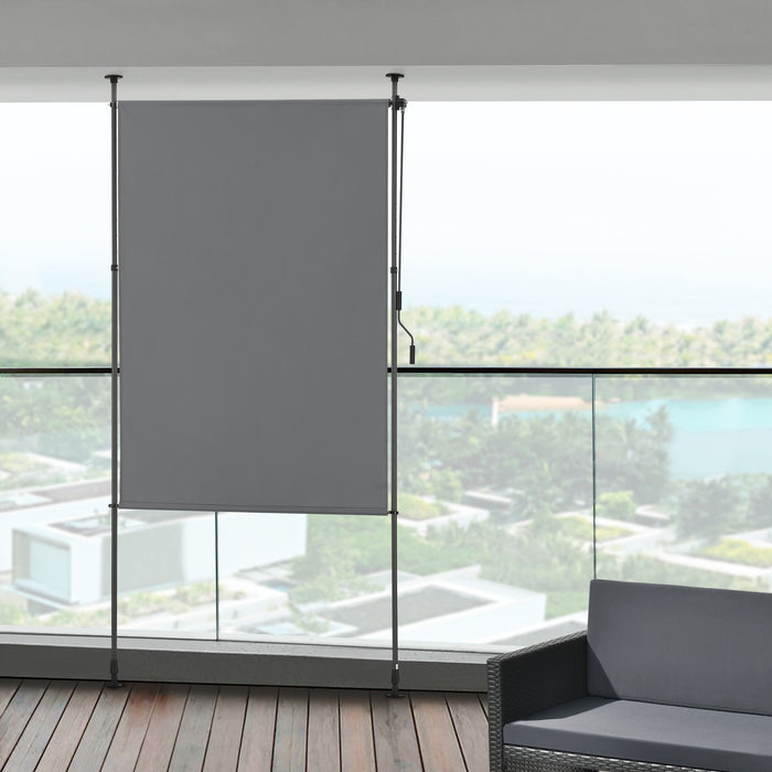 Schermo Verticale Cimarra da Balcone con Pali Telescopici Tenda Parasole Larga 120 cm Grigio Scuro pro.tec