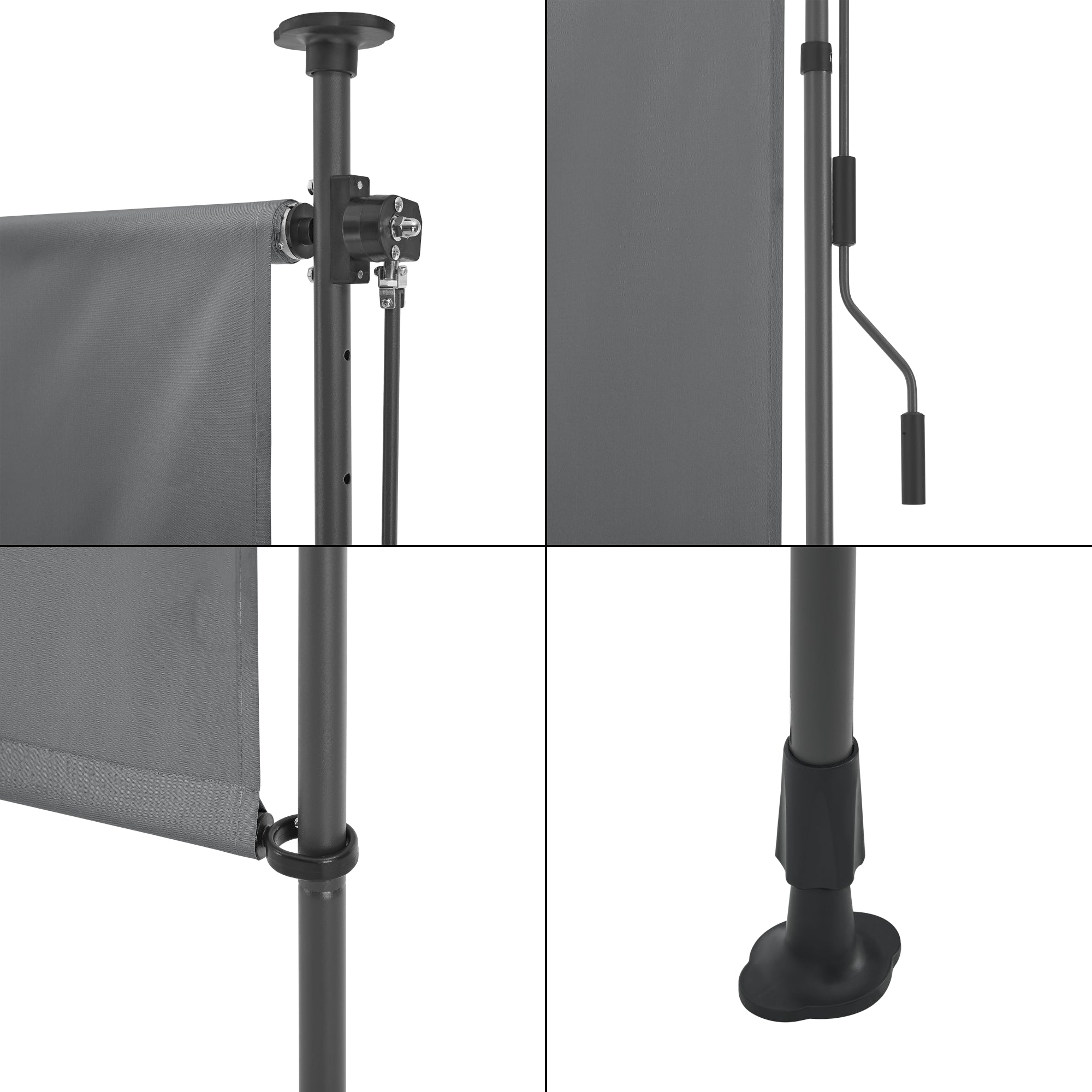 Schermo Verticale Cimarra da Balcone con Pali Telescopici Tenda Parasole Larga 120 cm Grigio Scuro pro.tec