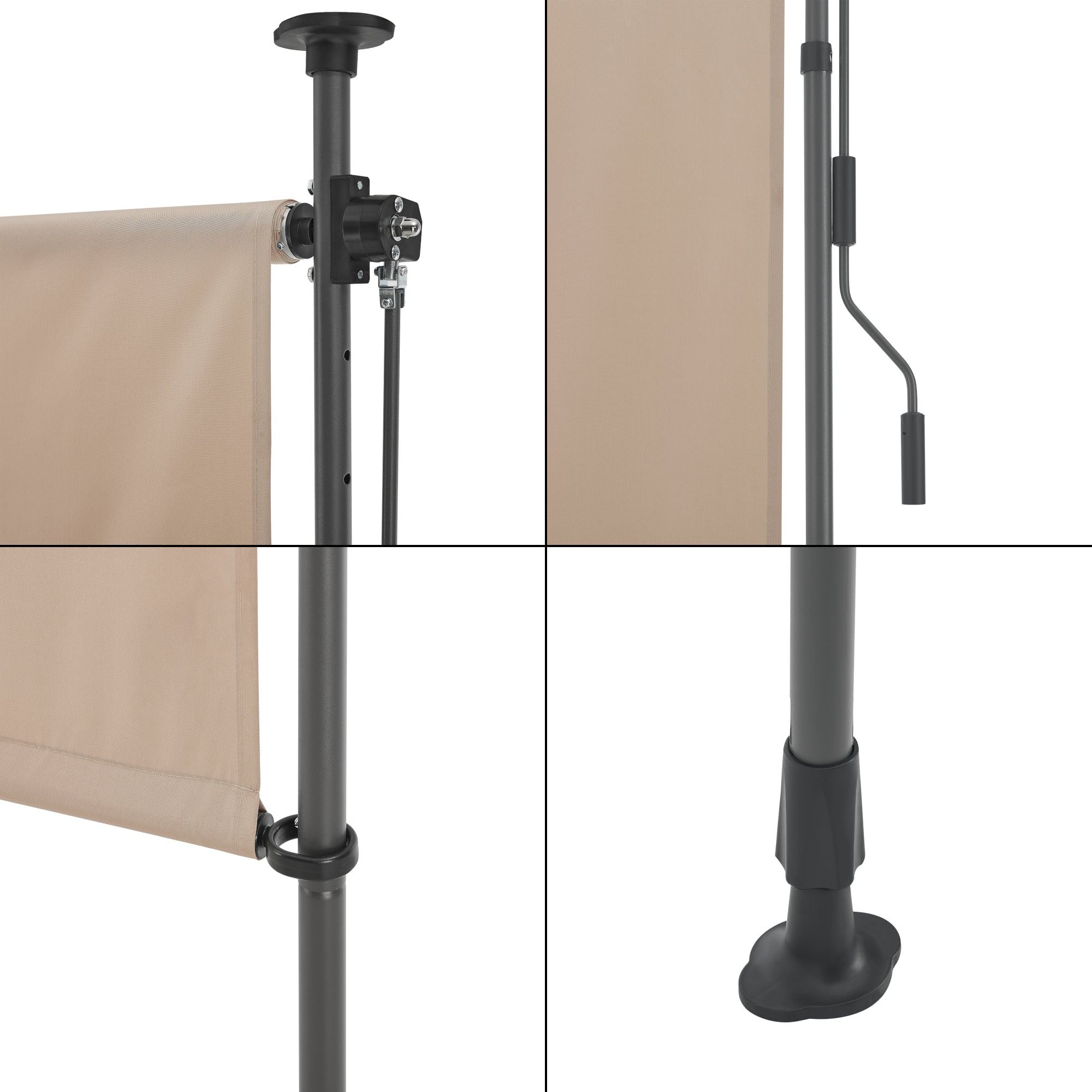 Schermo Verticale Cimarra da Balcone con Pali Telescopici Tenda Parasole Larga 150 cm color Sabbia pro.tec