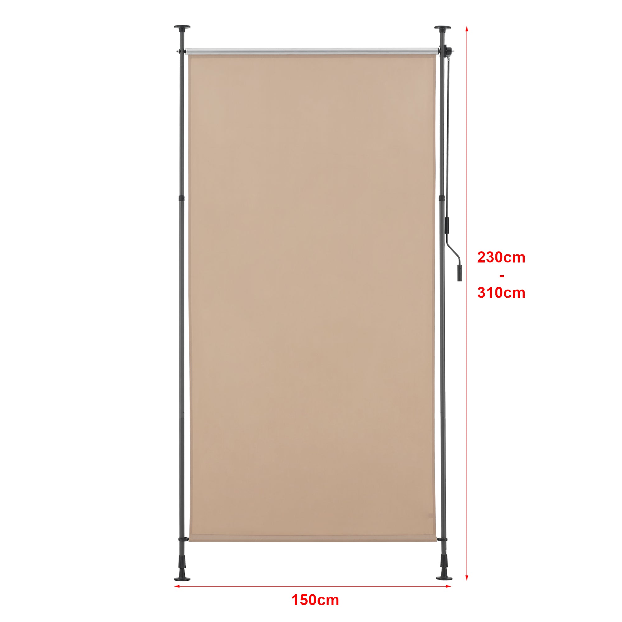 Schermo Verticale Cimarra da Balcone con Pali Telescopici Tenda Parasole Larga 150 cm color Sabbia pro.tec