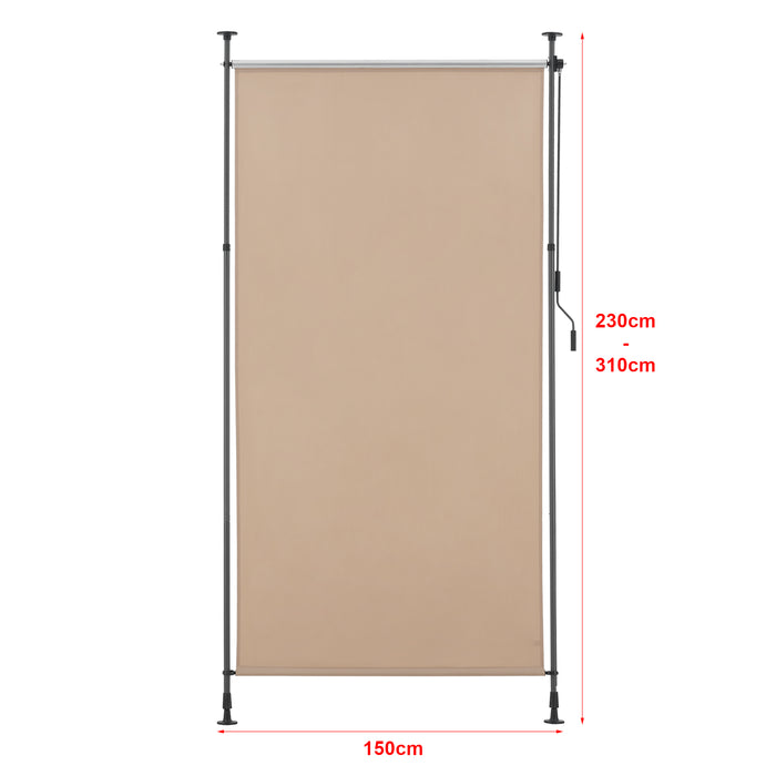 Schermo Verticale Cimarra da Balcone con Pali Telescopici Tenda Parasole Larga 150 cm color Sabbia pro.tec
