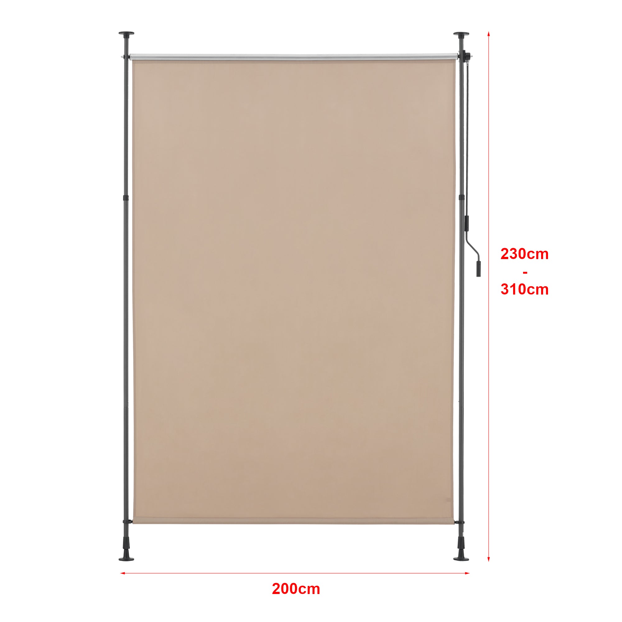 Schermo Verticale Cimarra da Balcone con Pali Telescopici Tenda Parasole Larga 200 cm color Sabbia pro.tec