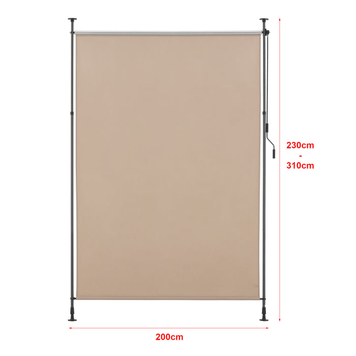 Schermo Verticale Cimarra da Balcone con Pali Telescopici Tenda Parasole Larga 200 cm color Sabbia pro.tec