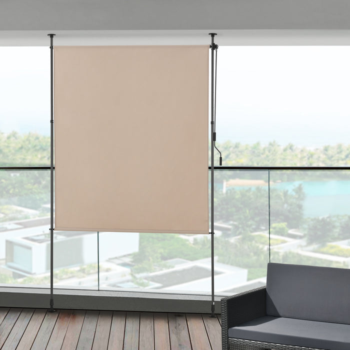 Schermo Verticale Cimarra da Balcone con Pali Telescopici Tenda Parasole Larga 200 cm color Sabbia pro.tec