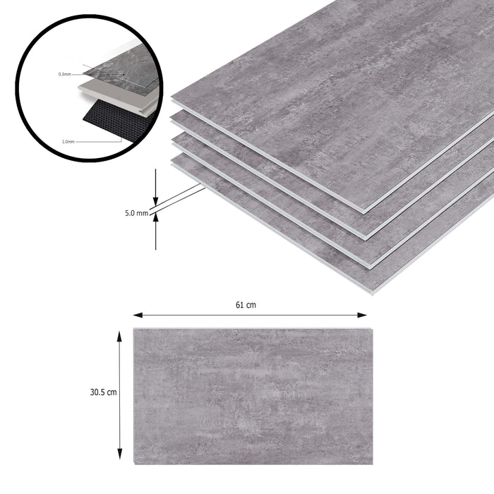 Set Aldire 120 Piastrelle SPC di Pavimento a Incastro Click Pavimentazione per Interni - Grigio Pietra NEU.HOLZ