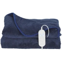 Coperta Elettrica con 10 Livelli di Temperatura, Display LED e Timer, Lavabile in Lavatrice, 180x130 cm, Blu